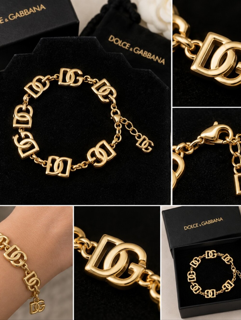 18kgp Dg Gold Link Logo Bracelet